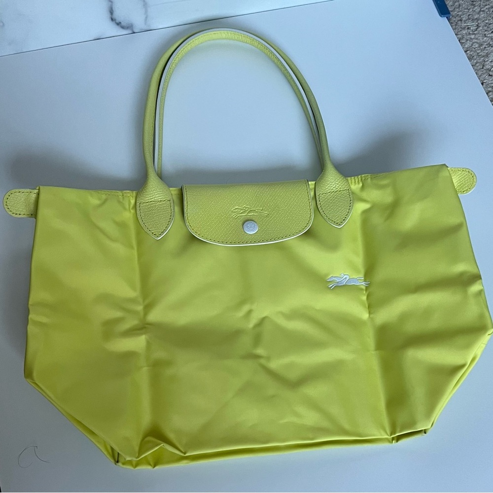 Longchamp Small Le Pliage Club Leather Trim Tote - Bright Yellow
